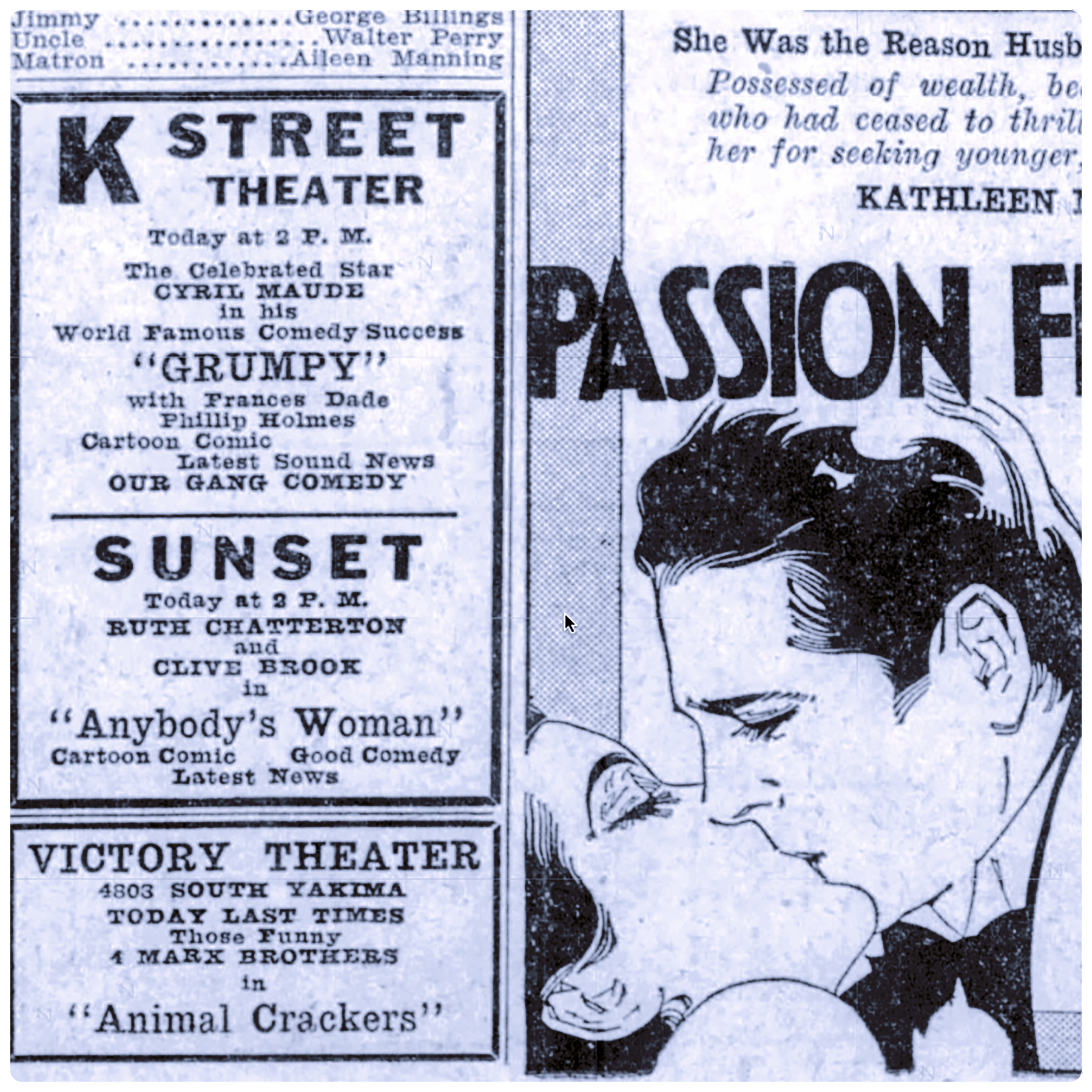Ad during the Victory Theater period